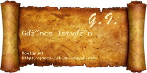 Gáncs István névjegykártya
